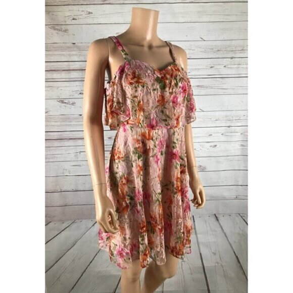 KENSIE Floral Lace Cold-Shoulder Dress NWT 2 - Picture 4 of 6